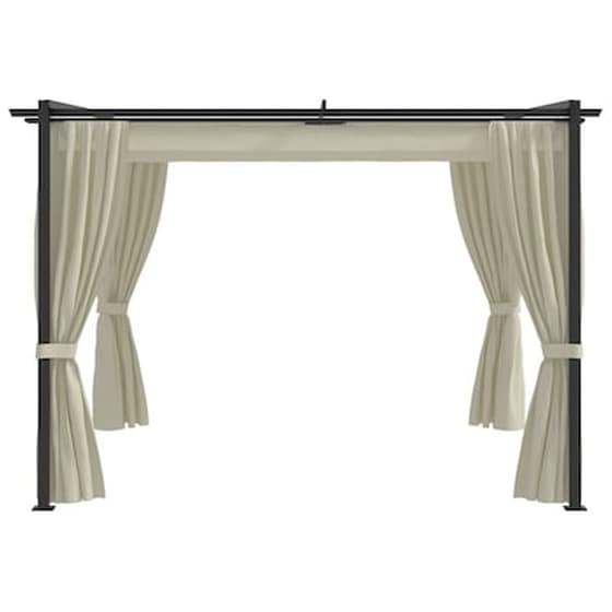 Κιόσκι Vidaxl Ατσάλινο με Κουρτίνες 3x3cm - Κρεμ image 2