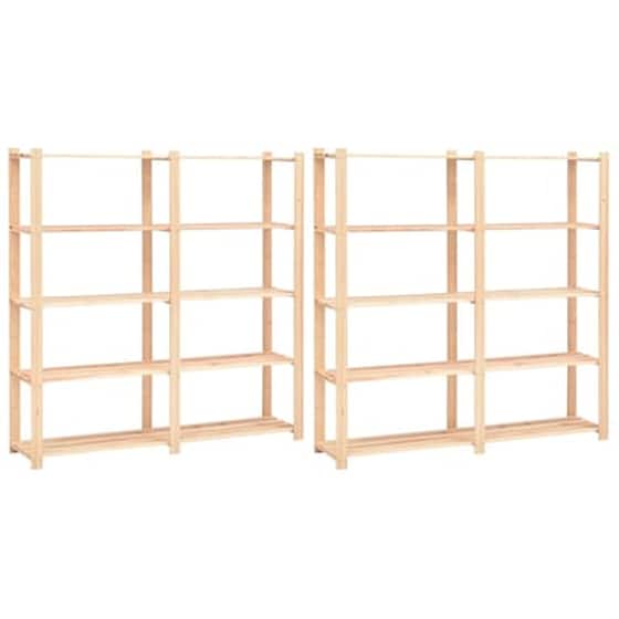 Vidaxl Ραφιέρες 5 Επιπέδων 2 Τεμ 500 Κ 170x38x170 Εκ Μασίφ Ξύλο Πεύκου image 0