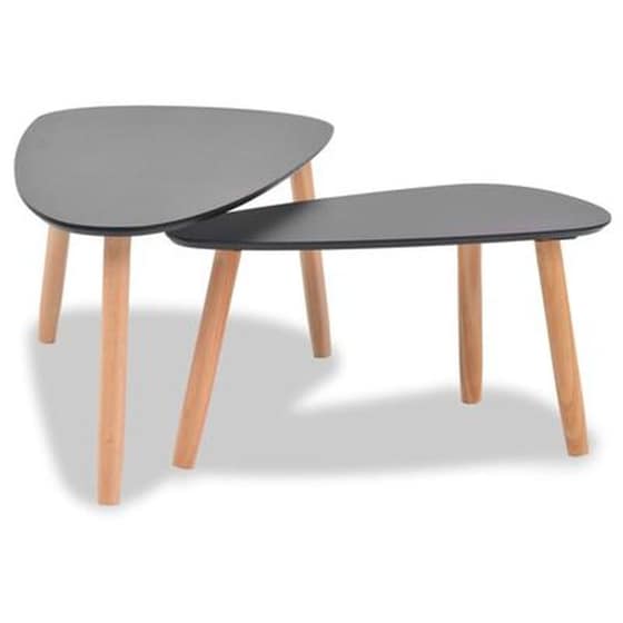 Σετ Τραπεζάκια Σαλονιού VidaXL από Μασίφ Ξύλο Πεύκου 2 Τμχ - Μαύρα image 2