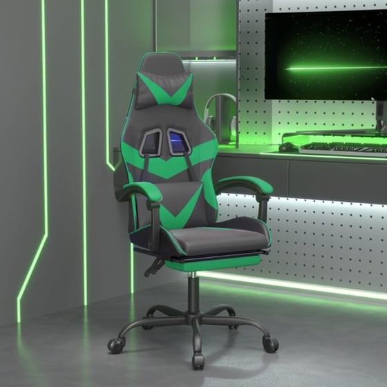 Καρέκλα Gaming VIDAXL 3143857 με Υποπόδιο από Τεχνητό Δέρμα - Μαύρο image 8