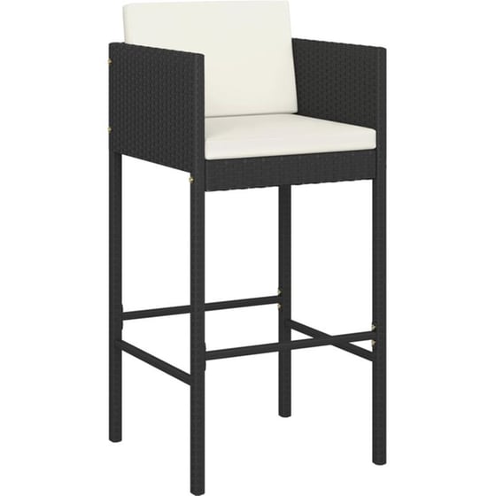 Σκαμπό Κήπου VidaXL με Μαξιλάρια από Ρατάν 50x48x100 cm 4 Τμχ - Μαύρο/Κρεμ image 2