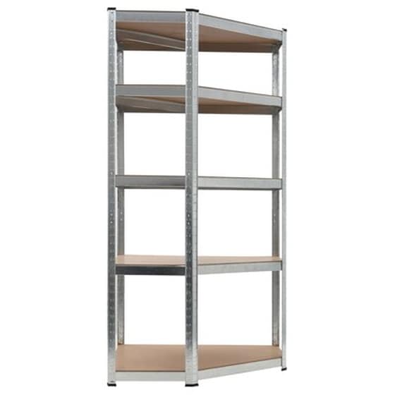 Vidaxl Ραφιέρα Γωνιακή Ασημί 90 X 90 X 180 Εκ. Από Ατσάλι Και Mdf image 2