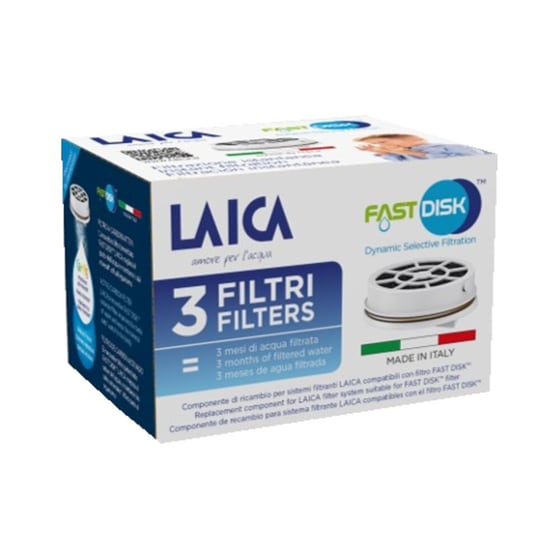 LAICA Ανταλλακτικά Φίλτρα Νερού για Μπουκάλι από Ενεργό Άνρθακα 3τμχ image 1