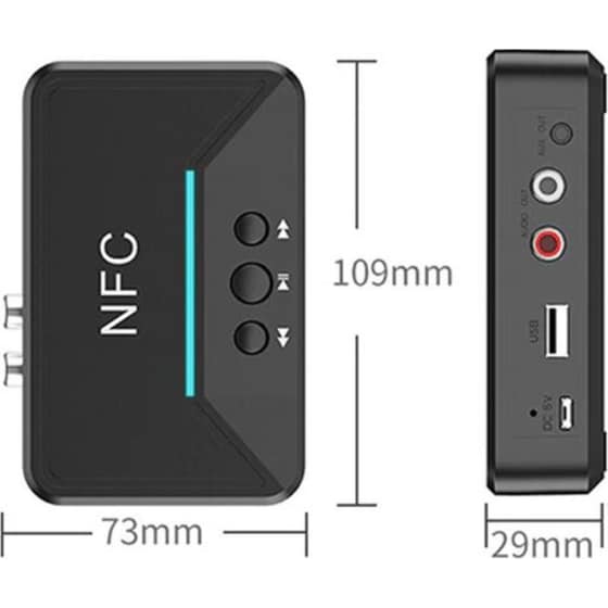 Αντάπτορας Andowl Q-t92 NFC/Bluetooth Receiver σε 3.5mm Jack / RCA image 3