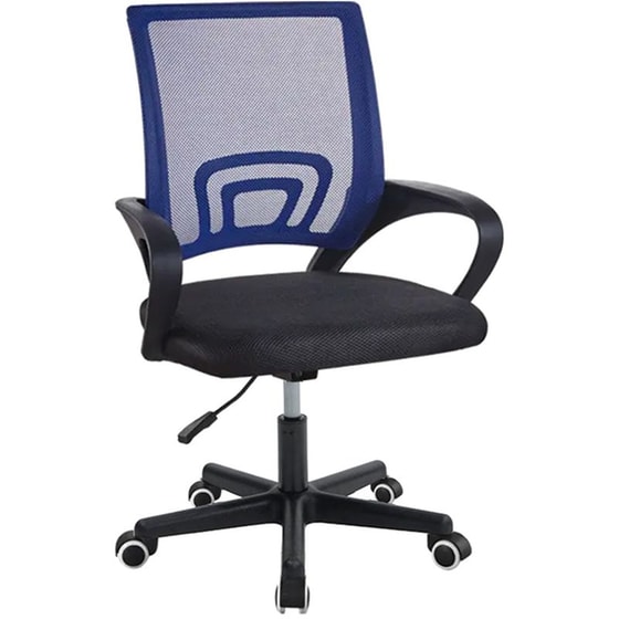 Καρέκλα Γραφείου Εργασίας Berto I Pakoworld Ύφασμα Mesh Μπλε-μαύρο 56x47x81-91εκ – 274-000003 image 0