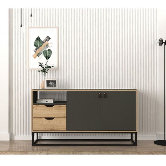 Μπουφές 24Mall Barbara από Μοριοσανίδα/Μέταλλο 150x35x80 cm - Καφέ/Μαύρος image 2