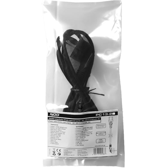 NOD Καλώδιο Τροφοδοσίας PC13-2B 1x Schuko Male σε 1x IEC-320-C13 Female 2 m Μαύρο image 1