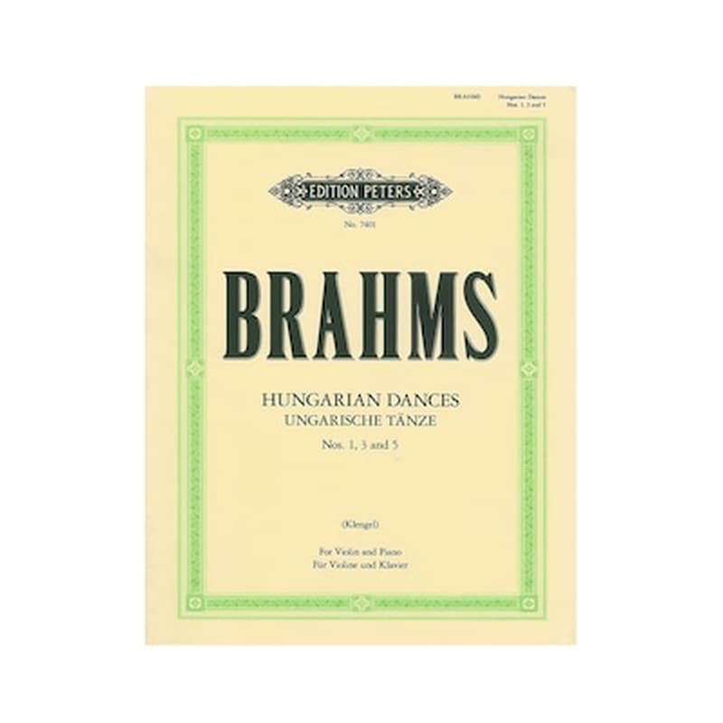 EDITION PETERS Edition Peters Brahms - Hungarian Dances Nos. 1, 3 And 5 Βιβλίο Για Πιάνο Και Βιολί