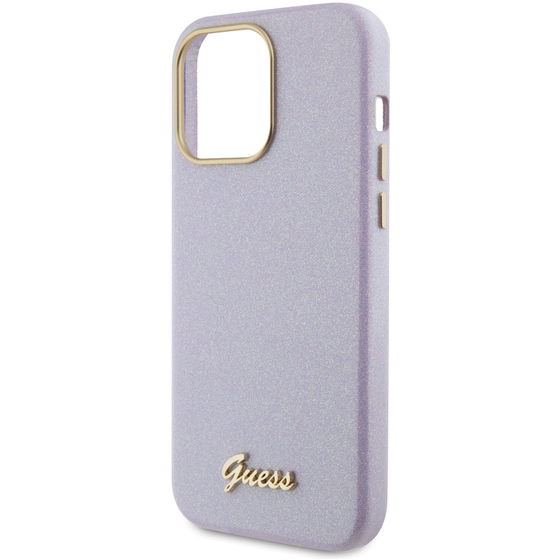 Θήκη Apple iPhone 15 Pro Max - Guess Glitter Full Wrapped Glossy Case With Vintage Script Logo - Glitter Lilac image 7