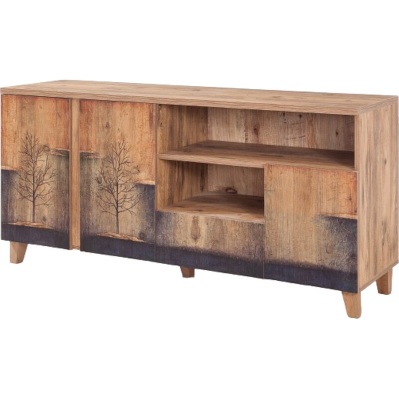 Έπιπλο Τηλεόρασης 24Mall Mare Atlantic Pine από Μοριοσανίδα 160x45x65 cm - Καφέ/Μαύρο