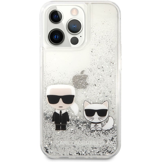 Θήκη Apple iPhone 13 Pro Max - Karl Lagerfeld Transparent Hard Case Karl+Choupette - Clear/Glitter Silver image 0