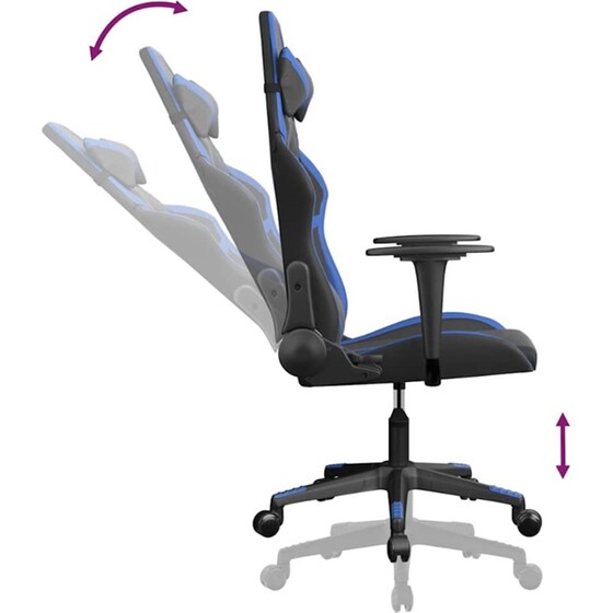 Καρέκλα Gaming VIDAXL 345423 με Ρυθμιζόμενα Μπράτσα από Τεχνητό Δέρμα - Μαύρη image 3