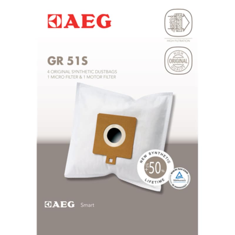 AEG Σακούλες Ηλεκτρικής Σκούπας AEG GR51S 4 Τεμάχια Λευκό