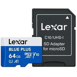 Lexar Blue Plus microSDXC 64GB Class 10 U1 V10 UHS-I με αντάπτορα