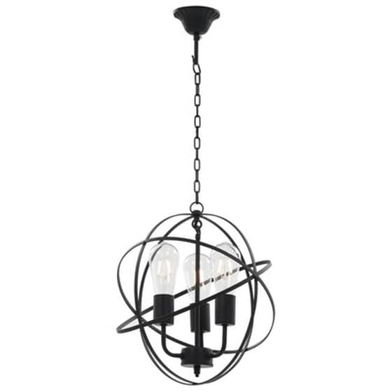 Vidaxl Φωτιστικό Κρεμαστό Σφαιρικό Μαύρο 3 Λαμπτήρες E27 image 4