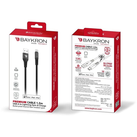 Καλώδιο Φόρτισης  Baykron USB-A σε Lightning 1.2m - Black image 5