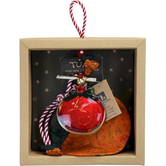 Κρεμαστό Χριστουγεννιάτικο Γούρι Μεταλλικό - Ρόδι με Κλειδί image 1