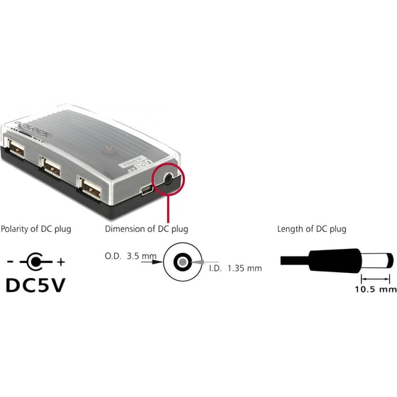 Delock 61393 USB Hub 4-Port USB 2.0 συμβατό με USB-A image 3