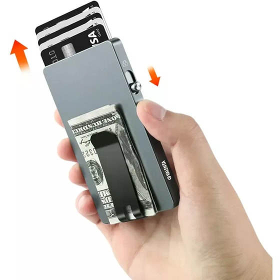 Θήκη Καρτών Valenta Αλουμινίου με Κλιπ Money Grey image 6