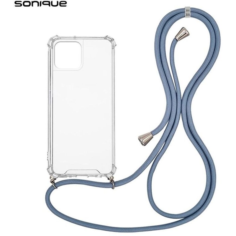 Θήκη Apple iPhone 15 - Sonique Armor Clear Με Κορδόνι - Μπλε