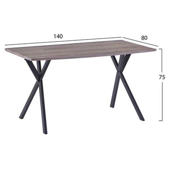 Τραπεζι Με Mdf Επιφανεια Old Beech Με Μεταλλικα Ποδια Fb98550.02 140x80x75υεκ. image 1
