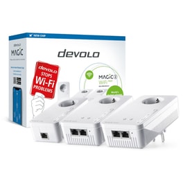 Devolo Magic 2 Multiroom Powerline Τριπλό Kit Ασύρματη Σύνδεση Passthrough Πρίζα Wi-Fi 5 με 2 Θύρες Ethernet