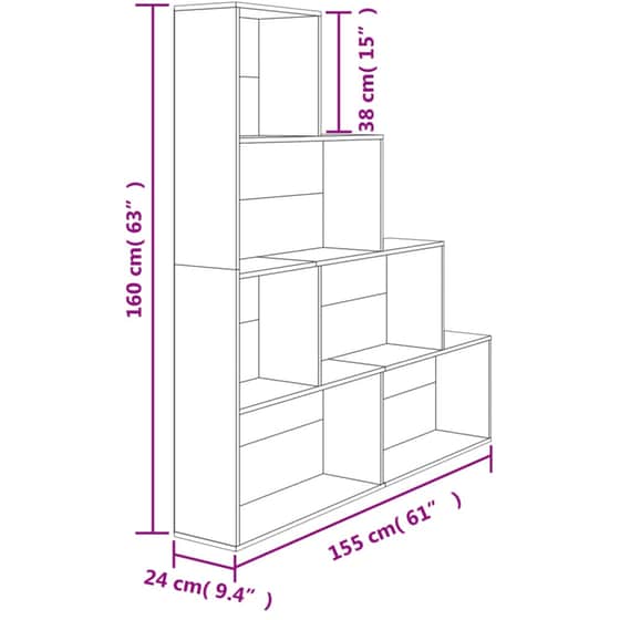Βιβλιοθήκη VidaXL από Μοριοσανίδα 155x24x160 cm - Μπεζ/Sonoma image 6