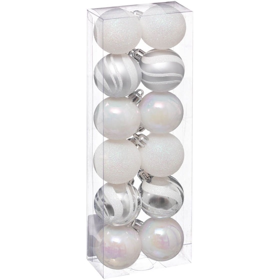 Σετ Χριστουγεννιάτικα Στολίδια Spitishop A-s Silver/white 129153ab Πλαστικό 12 Τμχ - Μπάλα image 0