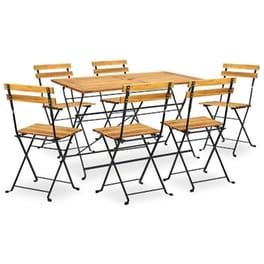Σετ Τραπεζαρία Κήπου Vidaxl από Μασίφ Ξύλο Ακακίας Πτυσσόμενο 7 Τμχ - Καφέ