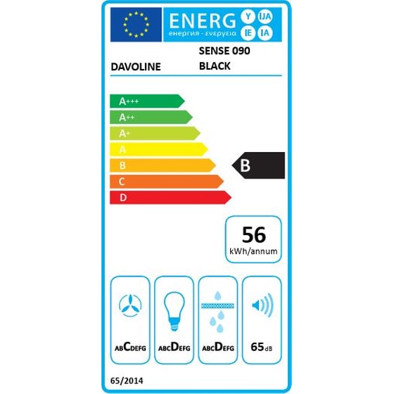 DAVOLINE SENSE 90 BLACK 90 cm Μαύρο Απορροφητήρας Καμινάδα - Τζάκι image 1