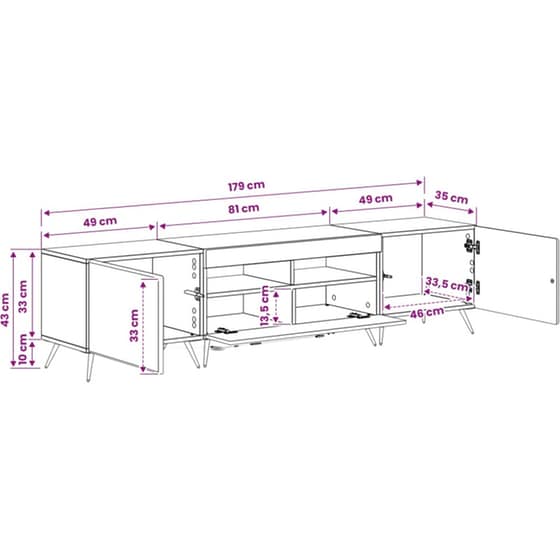 Έπιπλο Τηλεόρασης VidaXL BREDA με LED 3 τμχ 179 x 35 x 43 cm - Παλαιωμένο Ξύλο image 5