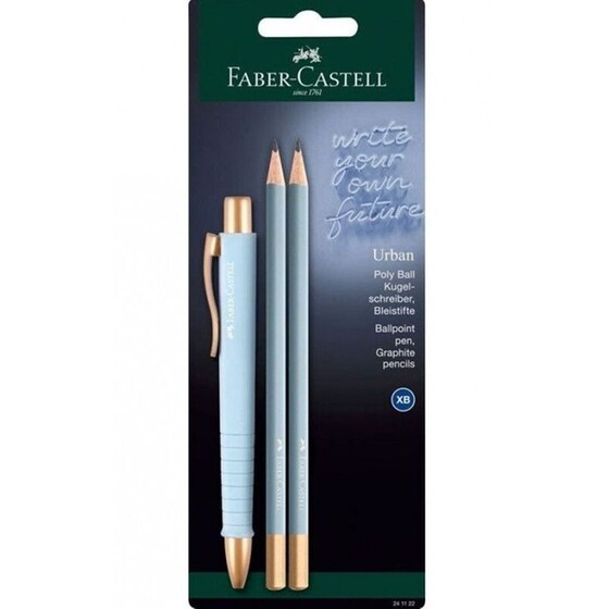 Σετ Γραφής Στυλό Διαρκείας Faber-Castell & 2 Μολύβια Urban Σιέλ image 0