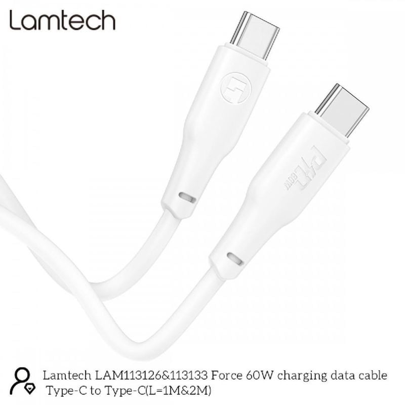 LAMTECH Καλώδιο δεδομένων Lamtech USB-C σε USB-C 2m - White (lam113133)