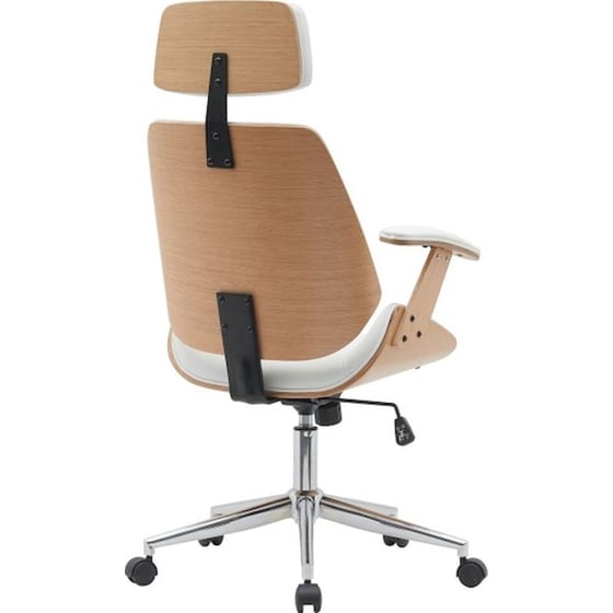 Καρέκλα Διευθυντική 24Mall Mile από Τεχνητό Δέρμα & Ξύλο Plywood - Λευκή/ Καφέ image 2