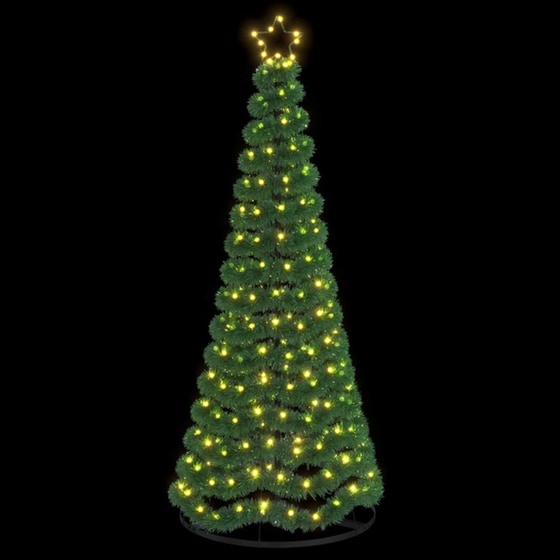 Vidaxl Χριστουγεννιάτικο Δέντρο Με Tinsel, Led Και Βάση Ekenas 180 Εκ. image 2