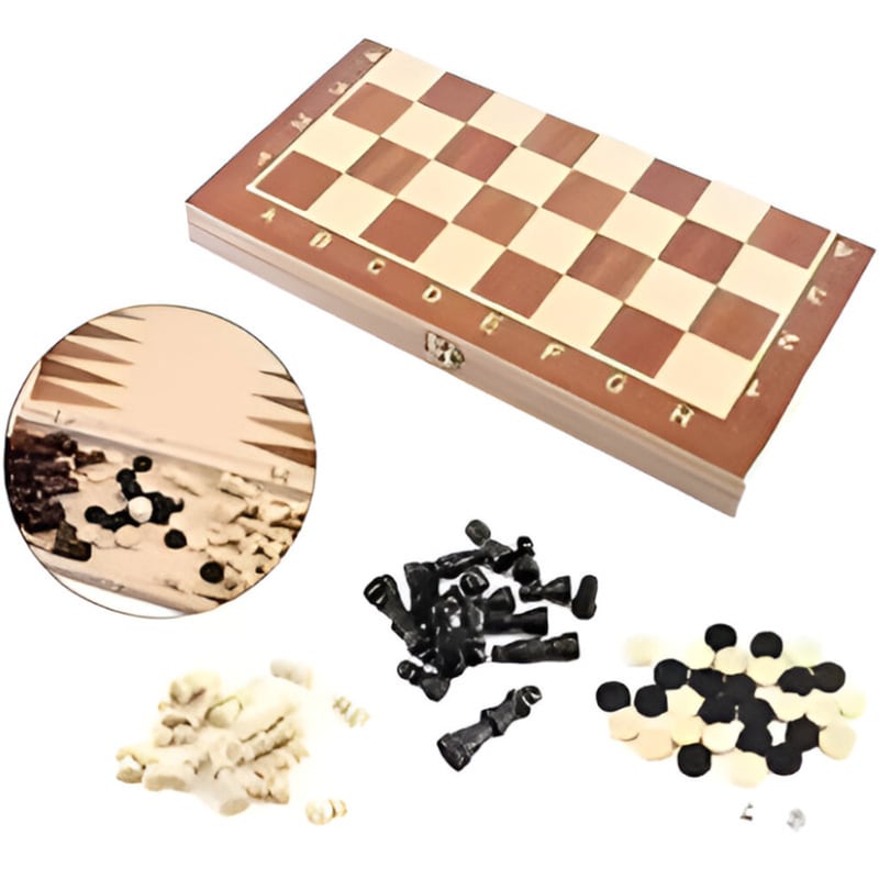 OEM Ξύλινο Επιτραπέζιο Παιχνίδι Σκάκι Και Τάβλι, 25x25 Cm