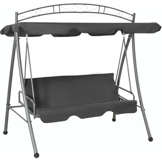 Κούνια Κήπου VidaXL με Σκίαστρο από Χάλυβα 198x120x205 cm - Ανθρακί image 0
