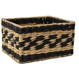 Διακοσμητικό Καλάθι Mod Ψάθινο 20x15x10 cm - Μπεζ/Μαύρο