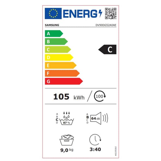 SAMSUNG DV90DG52A0AELE 9 kg με Αντλία Θερμότητας Λευκό Στεγνωτήριο Ρούχων image 10
