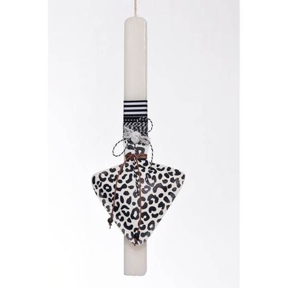 Λαμπάδα PERFECT MATCH&nbsp;Δερμάτινο&nbsp;Μπρελόκ&nbsp;Σβούρα&nbsp;Ασπρόμαυρο image 0