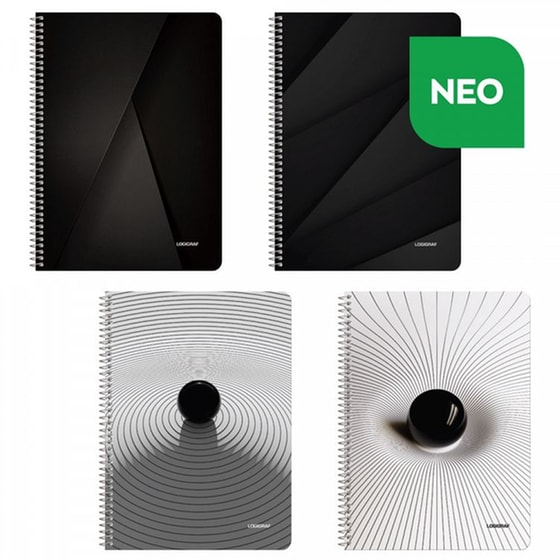 Τετράδιο Σπιράλ με Wirelock A4 4 Θεμάτων Black και White (1 Τεμάχιο) image 0