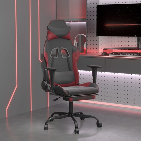 Καρέκλα Gaming VIDAXL 3143660 με Υποπόδιο από Τεχνητό Δέρμα - Μαύρο image 9