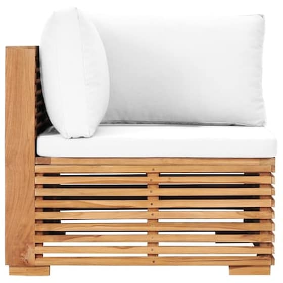 Καναπές Κήπου Γωνιακός VidaXL με Μαξιλάρι από Μασίφ Ξύλο Teak 69.5x69.5x60 cm - Κρεμ image 3