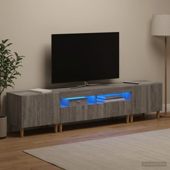Έπιπλο Τηλεόρασης VidaXL DELFT με LED 3 τμχ 198 x 35 x 43 cm - Γκρι Sonoma image 2
