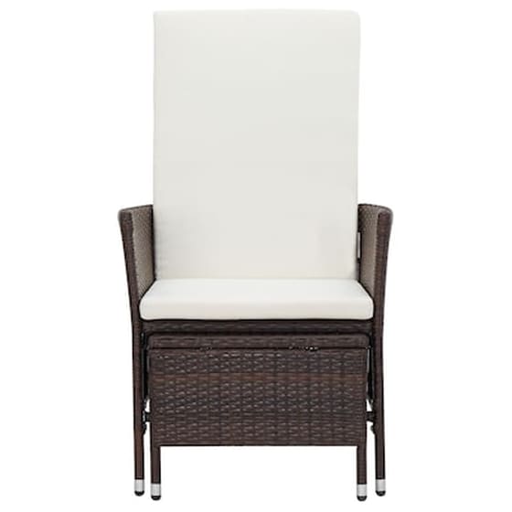 Πολυθρόνα Κήπου Vidaxl Ανακλινόμενη από Συνθετικό Ρατάν με Μαξιλάρια 62x131x106cm - Καφέ image 3