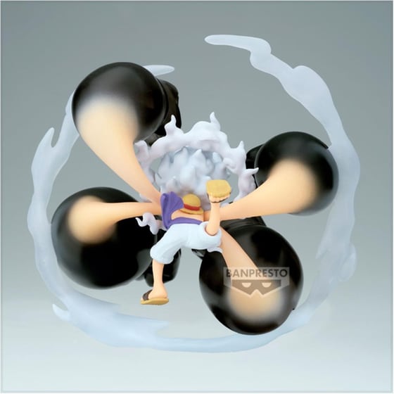 Banpresto World Collectable Figure: One Piece - Monkey D.Luffy (Gear5GumGum Dawn Gatling0 Statue (12cm) (69652) image 4