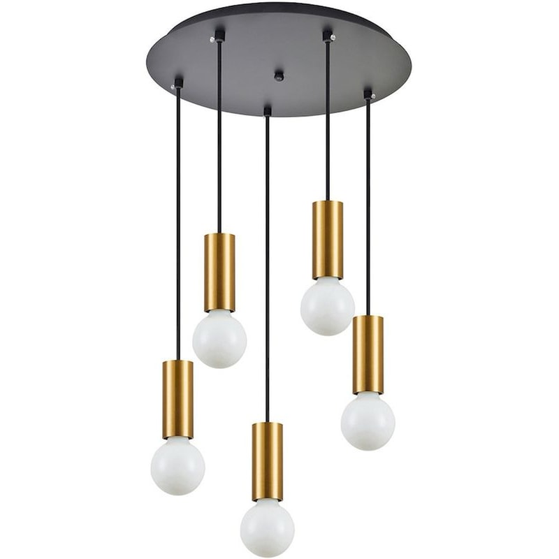 HOMELIGHTING Φωτιστικό Οροφής Πολύφωτο Homelighting Adept Tube 77-8572 Μεταλλικό - Χρυσό/Μαύρο