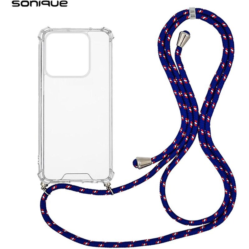 Θήκη Xiaomi Redmi Note 10 Pro - Sonique Armor Με Κορδόνι Rainbow Μπλε - Clear