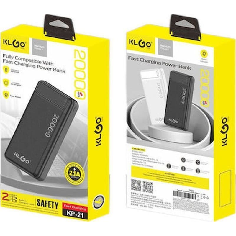 KLGO Powerbank KLGO KP-21 20.000mAh - Μαύρο