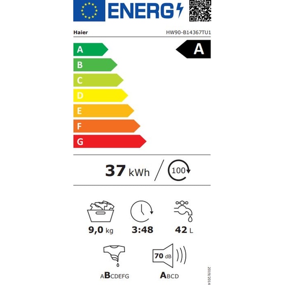HAIER HW90-B14367TU1 9 kg 1.400 Στροφές Λευκό Πλυντήριο Ρούχων image 16